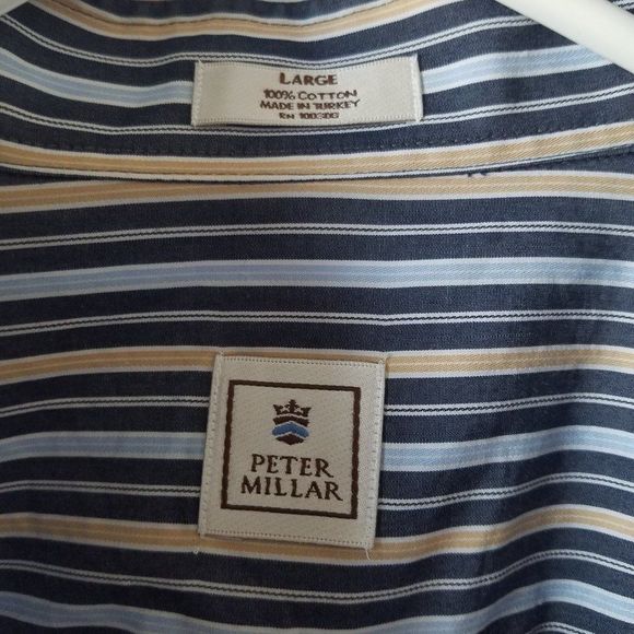 Peter Millar Men’s Multicolor Striped Button-Down Casual Shirt size Large - Picture 3 of 7